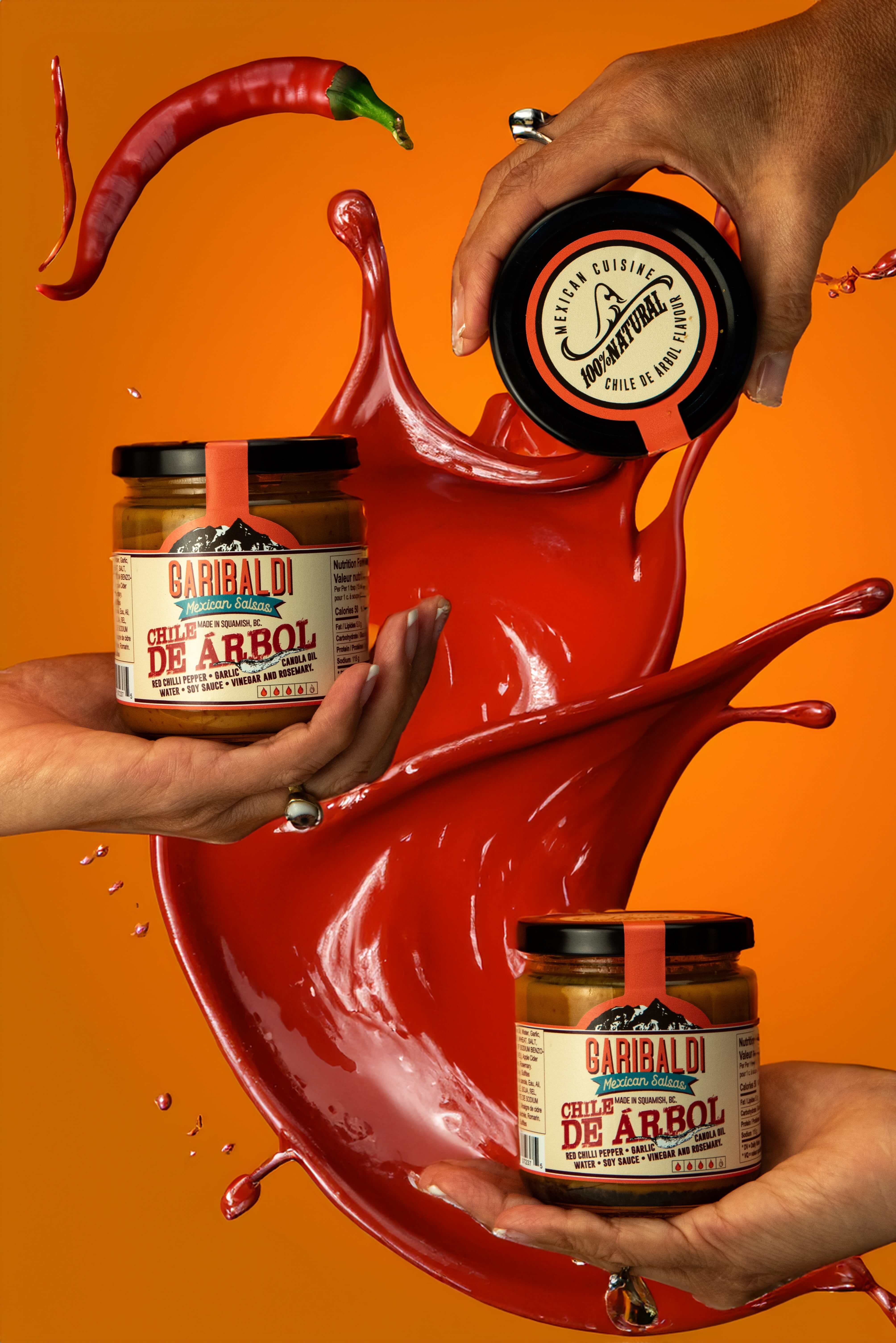 Salsas in a colorful background