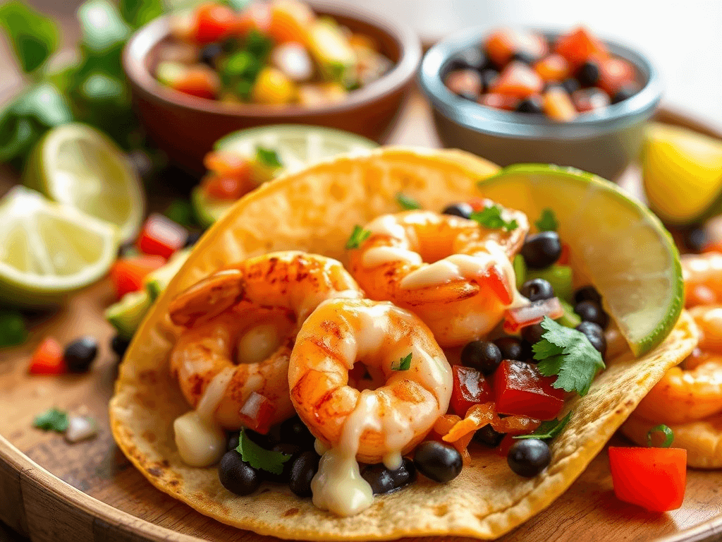 Shrimp Tacos with Garibaldi Salsa